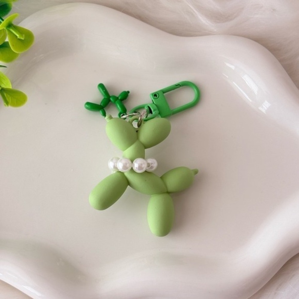 Green Balloon Dog with Pearl Collar Keychain/Bag Charm‎